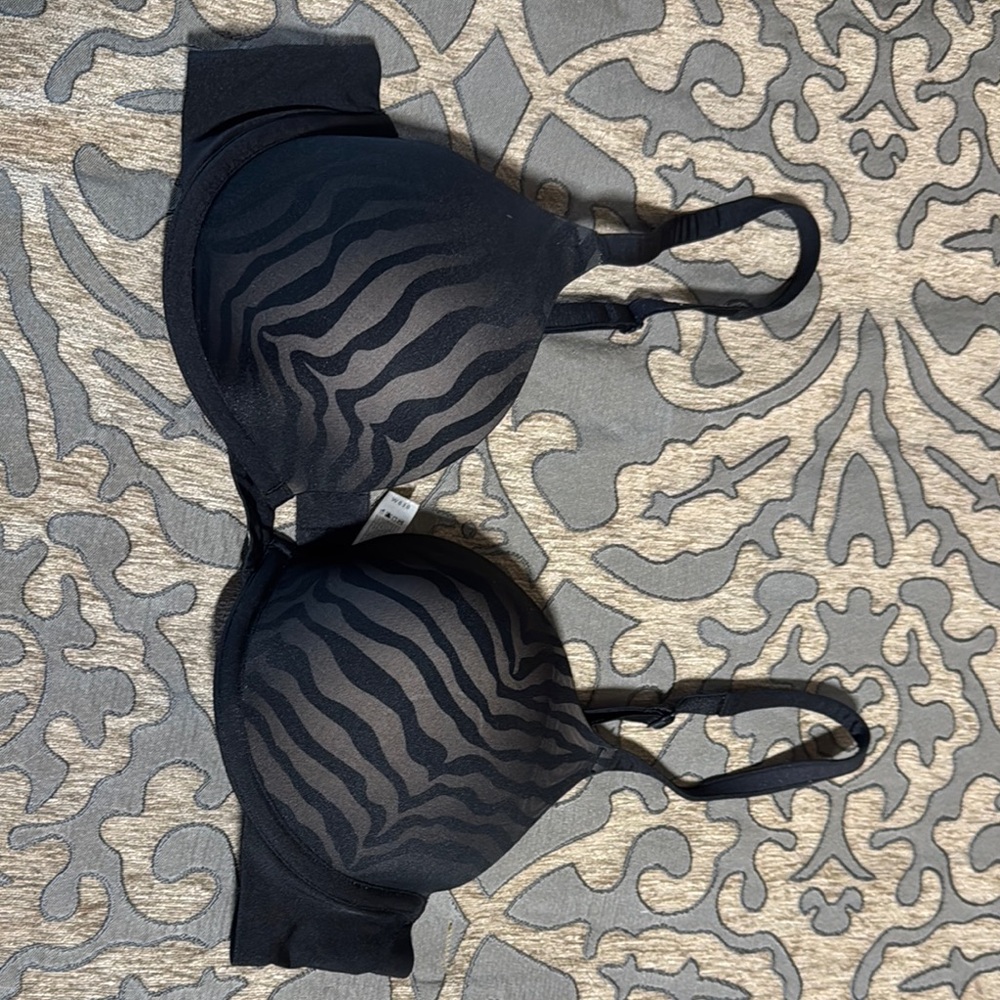 Hanes Black Animal Print Bra